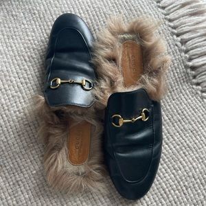 Gucci Women’s Princetown Horsebit Fur Loafers Size 40